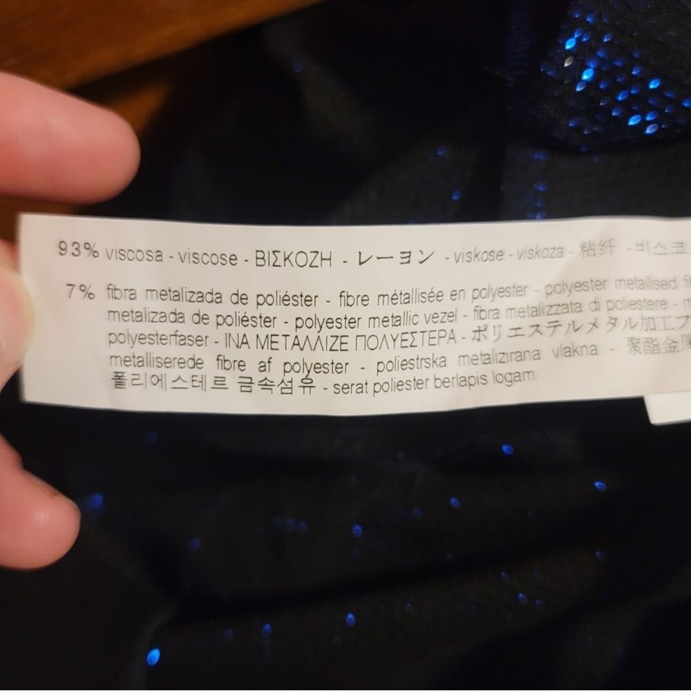 Zara Blue Shimmer Sparkle Lurex V-Neck Crossover Midi Dress Cocktail Size XS - Picture 5 of 13